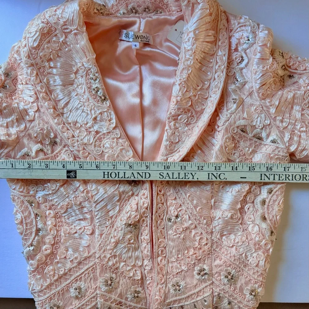 Sue Wong Jacket Nocturne Stunning Coat Rare Find Size 6 Blush Pink NWT - Picture 14 of 16